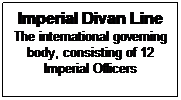 Text Box: Imperial Divan Line
The international governing body, consisting of 12
Imperial Officers
